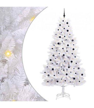 vidaXL Artificial Hinged Christmas Tree White 270 cm PVC and Steel — Colour: Black