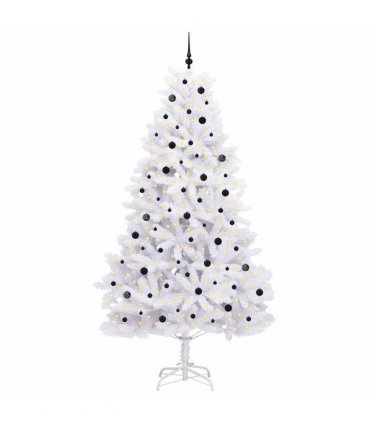 vidaXL Artificial Hinged Christmas Tree White 270 cm PVC and Steel — Colour: Black