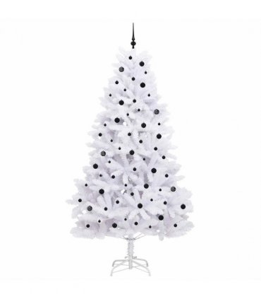 vidaXL Artificial Hinged Christmas Tree White 270 cm PVC and Steel — Colour: Black