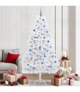 vidaXL Artificial Hinged Christmas Tree White 210 cm PVC and Steel — Colour: Blue