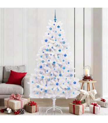 vidaXL Artificial Hinged Christmas Tree White 210 cm PVC and Steel — Colour: Blue