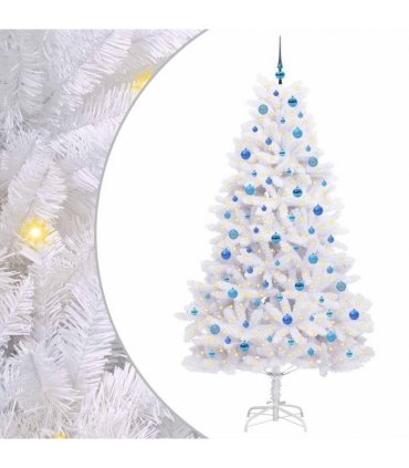 vidaXL Artificial Hinged Christmas Tree White 210 cm PVC and Steel — Colour: Blue