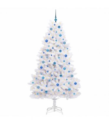 vidaXL Artificial Hinged Christmas Tree White 210 cm PVC and Steel — Colour: Blue
