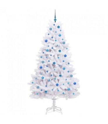 vidaXL Artificial Hinged Christmas Tree White 210 cm PVC and Steel — Colour: Blue