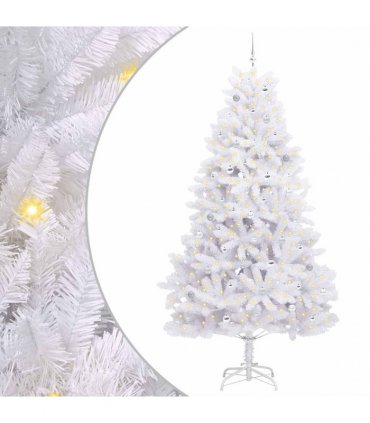 vidaXL Artificial Hinged Christmas Tree White 270 cm PVC and Steel — Colour: Silver