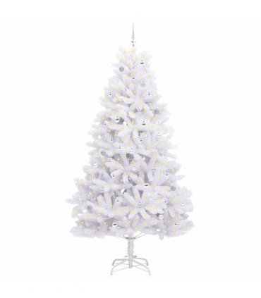 vidaXL Artificial Hinged Christmas Tree White 270 cm PVC and Steel — Colour: Silver