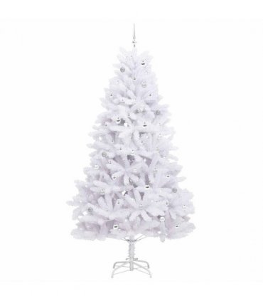 vidaXL Artificial Hinged Christmas Tree White 270 cm PVC and Steel — Colour: Silver