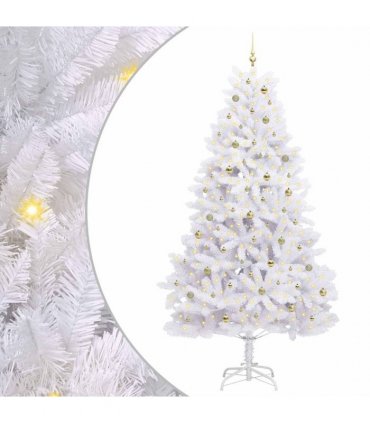 vidaXL Artificial Hinged Christmas Tree White 270 cm PVC and Steel — Colour: Gold