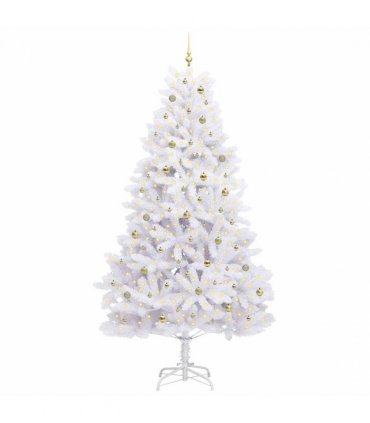 vidaXL Artificial Hinged Christmas Tree White 270 cm PVC and Steel — Colour: Gold