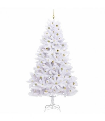 vidaXL Artificial Hinged Christmas Tree White 270 cm PVC and Steel — Colour: Gold