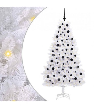 vidaXL Artificial Hinged Christmas Tree White 180 cm PVC and Steel — Colour: Black