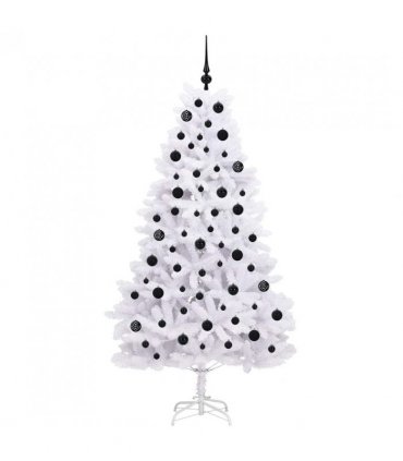 vidaXL Artificial Hinged Christmas Tree White 180 cm PVC and Steel — Colour: Black