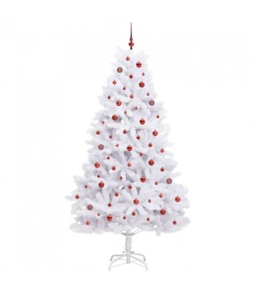 vidaXL Artificial Hinged Christmas Tree White 240 cm PVC and Steel — Colour: Red