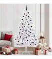 vidaXL Artificial Hinged Christmas Tree White 210 cm PVC and Steel — Colour: Black