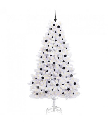 vidaXL Artificial Hinged Christmas Tree White 210 cm PVC and Steel — Colour: Black