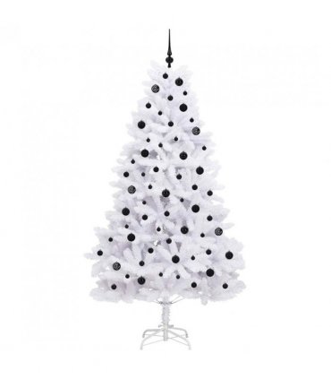 vidaXL Artificial Hinged Christmas Tree White 210 cm PVC and Steel — Colour: Black