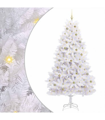 vidaXL Artificial Hinged Christmas Tree White 240 cm PVC and Steel — Colour: Gold