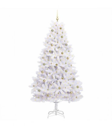 vidaXL Artificial Hinged Christmas Tree White 240 cm PVC and Steel — Colour: Gold