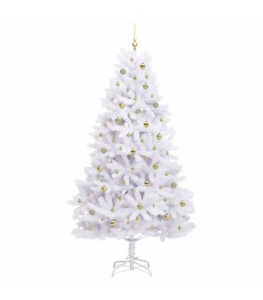 vidaXL Artificial Hinged Christmas Tree White 240 cm PVC and Steel — Colour: Gold