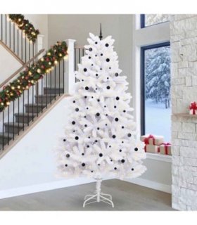 vidaXL Artificial Hinged Christmas Tree White 300 cm PVC and Steel — Colour: Black