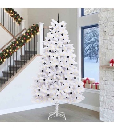 vidaXL Artificial Hinged Christmas Tree White 300 cm PVC and Steel — Colour: Black