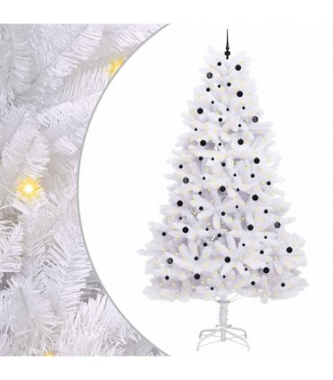 vidaXL Artificial Hinged Christmas Tree White 300 cm PVC and Steel — Colour: Black