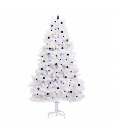vidaXL Artificial Hinged Christmas Tree White 300 cm PVC and Steel — Colour: Black