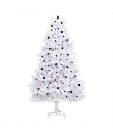 vidaXL Artificial Hinged Christmas Tree White 300 cm PVC and Steel — Colour: Black
