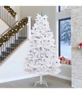 vidaXL Artificial Hinged Christmas Tree White 300 cm PVC and Steel — Colour: Blue