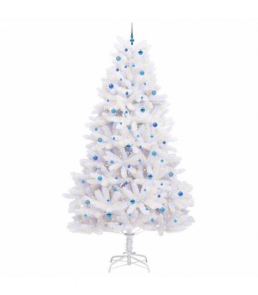 vidaXL Artificial Hinged Christmas Tree White 300 cm PVC and Steel — Colour: Blue