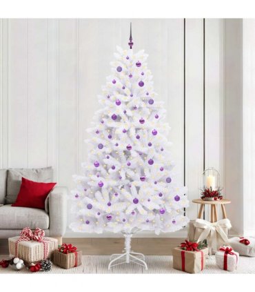 vidaXL Artificial Hinged Christmas Tree White 240 cm PVC and Steel — Colour: Lilac