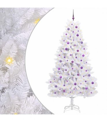 vidaXL Artificial Hinged Christmas Tree White 240 cm PVC and Steel — Colour: Lilac