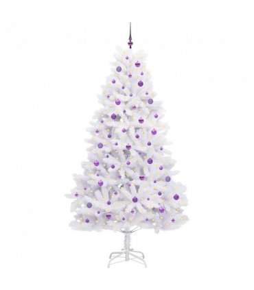 vidaXL Artificial Hinged Christmas Tree White 240 cm PVC and Steel — Colour: Lilac