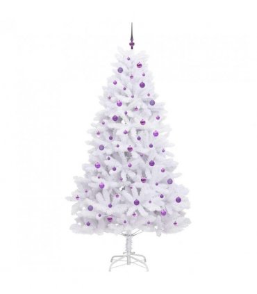 vidaXL Artificial Hinged Christmas Tree White 240 cm PVC and Steel — Colour: Lilac