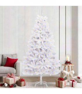 vidaXL Artificial Hinged Christmas Tree White 240 cm PVC and Steel — Colour: Silver