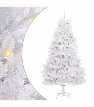 vidaXL Artificial Hinged Christmas Tree White 240 cm PVC and Steel — Colour: Silver