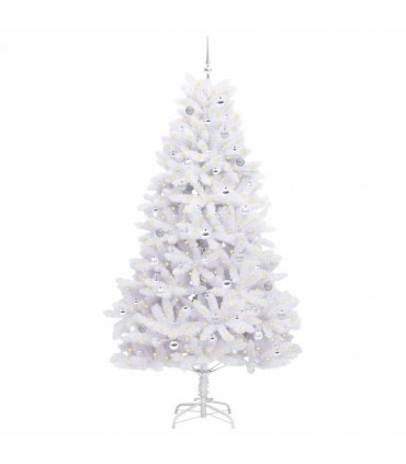 vidaXL Artificial Hinged Christmas Tree White 240 cm PVC and Steel — Colour: Silver