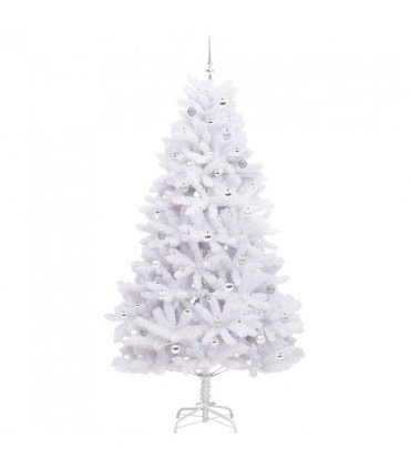 vidaXL Artificial Hinged Christmas Tree White 240 cm PVC and Steel — Colour: Silver