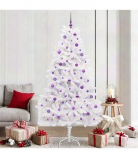 vidaXL Artificial Hinged Christmas Tree White 210 cm PVC and Steel — Colour: Lilac