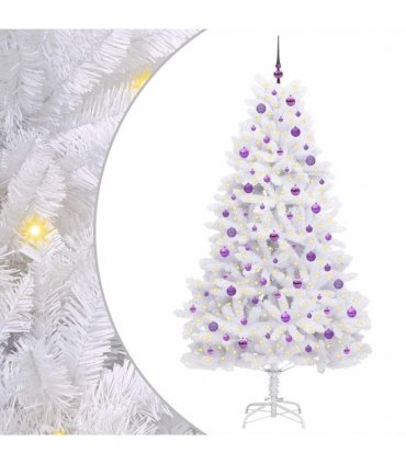 vidaXL Artificial Hinged Christmas Tree White 210 cm PVC and Steel — Colour: Lilac
