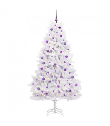 vidaXL Artificial Hinged Christmas Tree White 210 cm PVC and Steel — Colour: Lilac