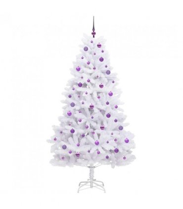 vidaXL Artificial Hinged Christmas Tree White 210 cm PVC and Steel — Colour: Lilac