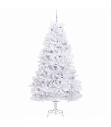 vidaXL Artificial Hinged Christmas Tree White 210 cm PVC and Steel — Colour: Silver