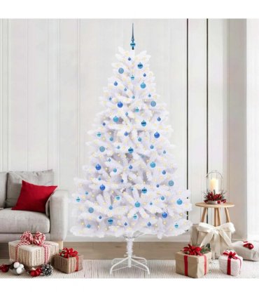 vidaXL Artificial Hinged Christmas Tree White 240 cm PVC and Steel — Colour: Blue