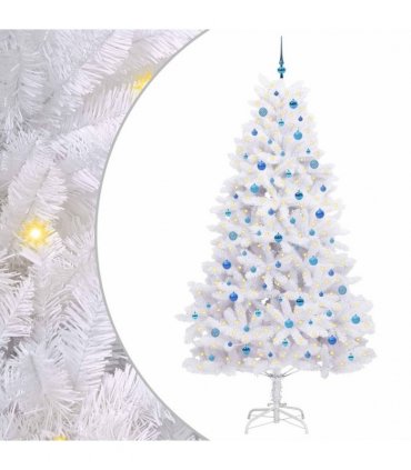 vidaXL Artificial Hinged Christmas Tree White 240 cm PVC and Steel — Colour: Blue