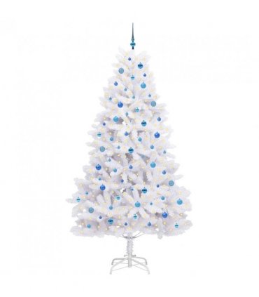 vidaXL Artificial Hinged Christmas Tree White 240 cm PVC and Steel — Colour: Blue