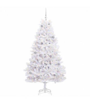 vidaXL Artificial Hinged Christmas Tree White 180 cm PVC and Steel — Colour: Silver