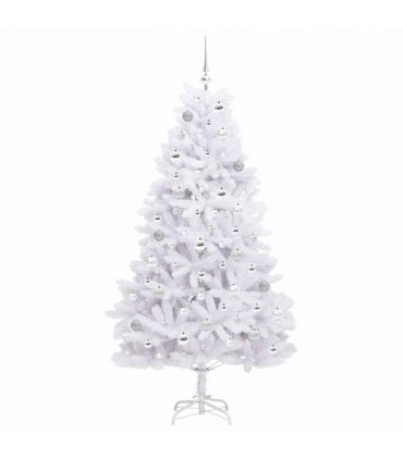 vidaXL Artificial Hinged Christmas Tree White 180 cm PVC and Steel — Colour: Silver