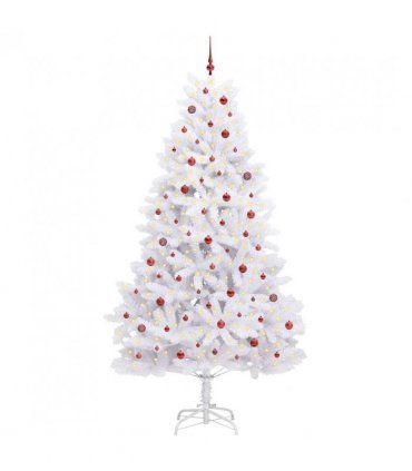 vidaXL Artificial Hinged Christmas Tree White 270 cm PVC and Steel — Colour: Red