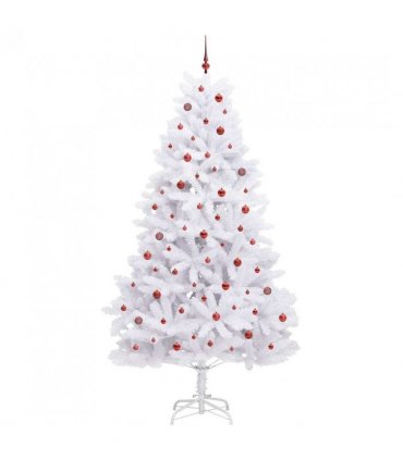 vidaXL Artificial Hinged Christmas Tree White 270 cm PVC and Steel — Colour: Red